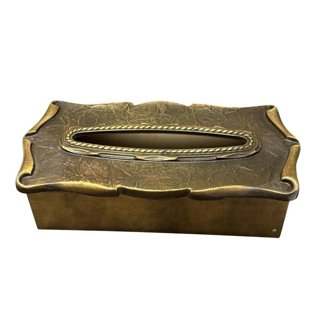 Vintage Amerock Brass Tissue Box Cover Metal Hollywood Regency Decor